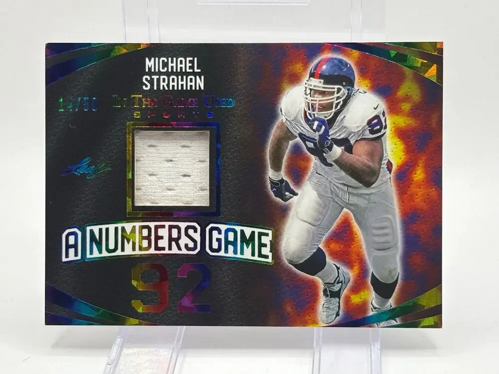 2024 Leaf In The Game Used Michael Strahan Numbers Game Patch 14/50 SP NY Giants